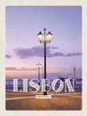 Holzschild 40x30 cm Lisbon Portugal Sonnenuntergang Bildmotiv Reisemotiv Europa
