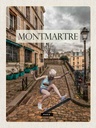 Holzschild 40x30 cm Montmartre Paris Skateboard Frau Bildmotiv Reisemotiv Europa
