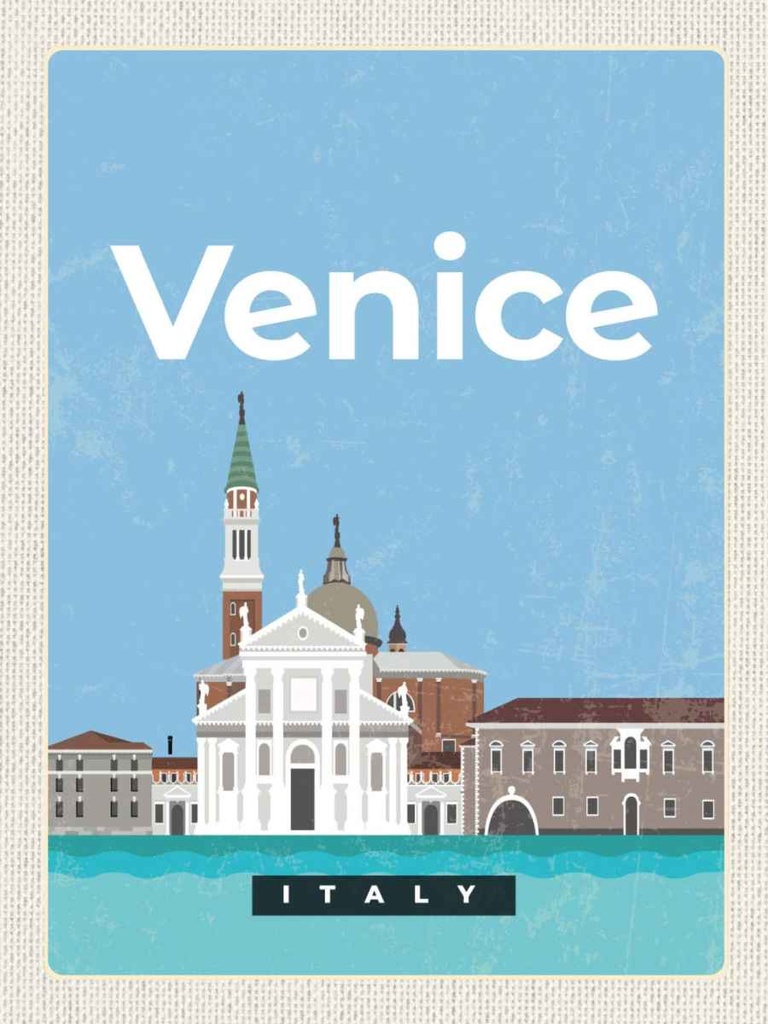 Holzschild 40x30 cm Venice Italy Ansicht Bild Straße Stadt