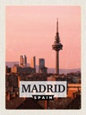 Holzschild 40x30 cm Madrid Spanien Retro Architektur Bildmotiv Reisemotiv Europa