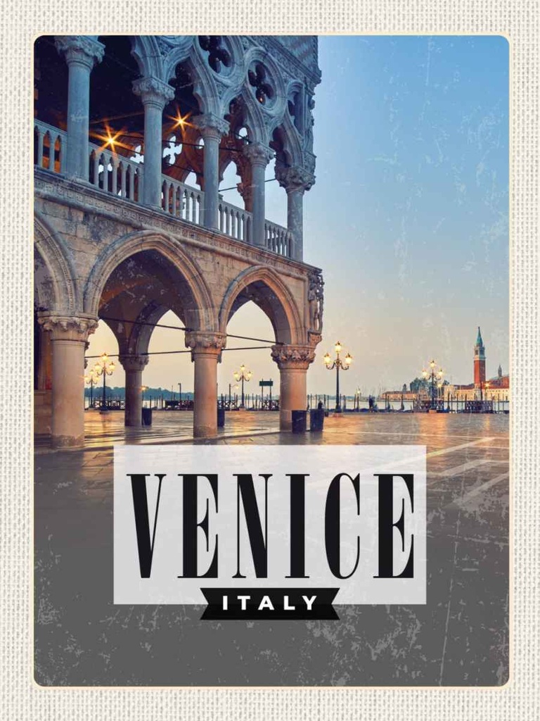 Holzschild 40x30 cm Venice Venedig Panorama Poster Bildmotiv Reisemotiv Straße Stadt