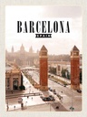 Holzschild 40x30 cm Barcelona Spanien Panorama Bildmotiv Reisemotiv Straße Stadt