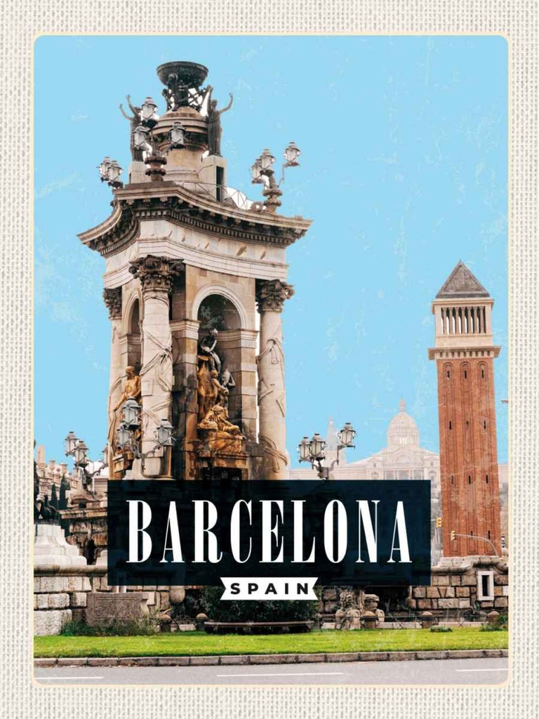 Holzschild 40x30 cm Barcelona Spanien Architektur Bild Bildmotiv Reisemotiv Abenteuer Reisen