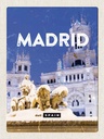 Holzschild 40x30 cm Madrid Spanien Winter Nacht Trip Bildmotiv Reisemotiv Europa