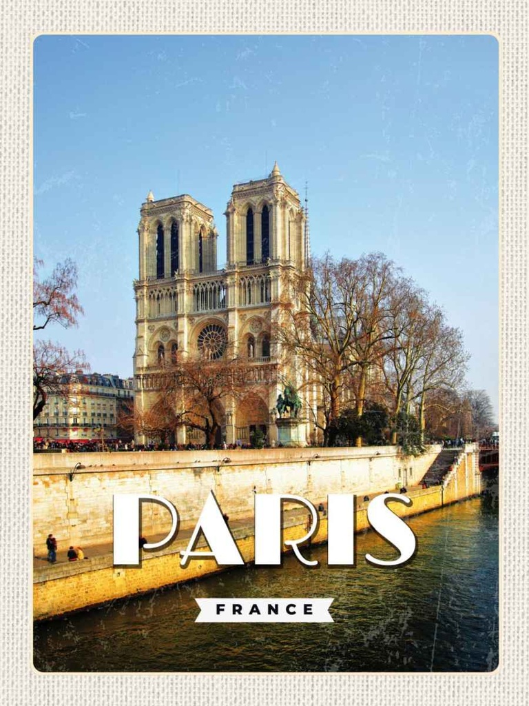 Holzschild 40x30 cm Paris Frankreich Notre-Dame Reise Bildmotiv Reisemotiv Europa