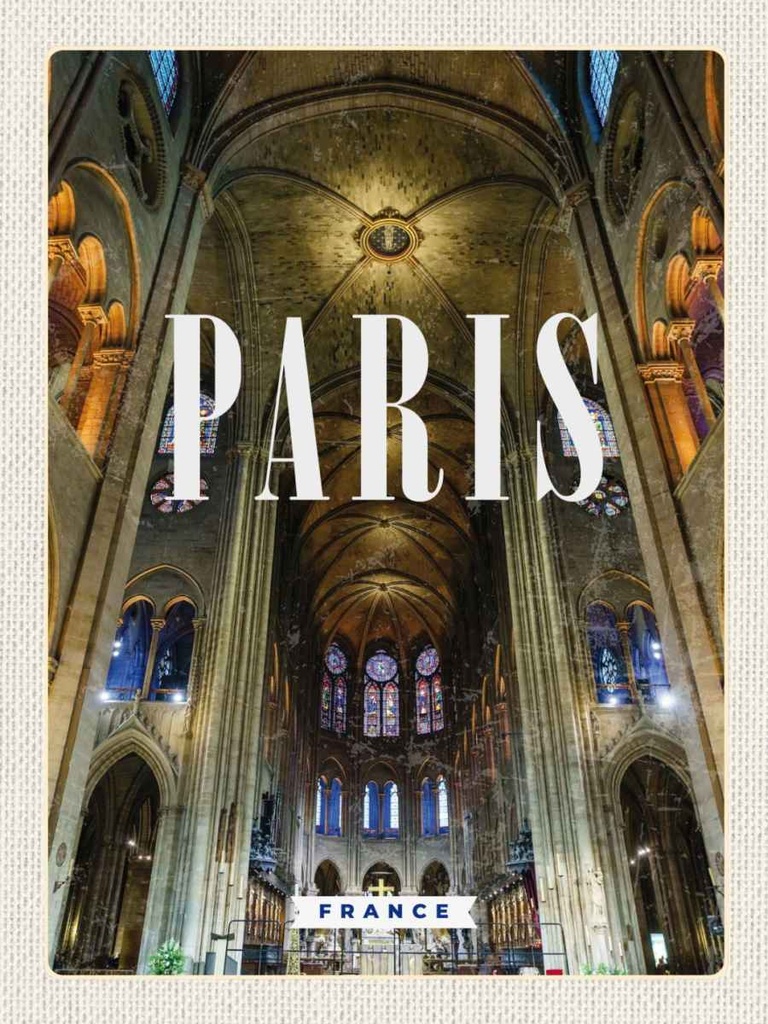 Holzschild 40x30 cm Paris Frankreich Innere Notre-Dame Bildmotiv Reisemotiv Europa