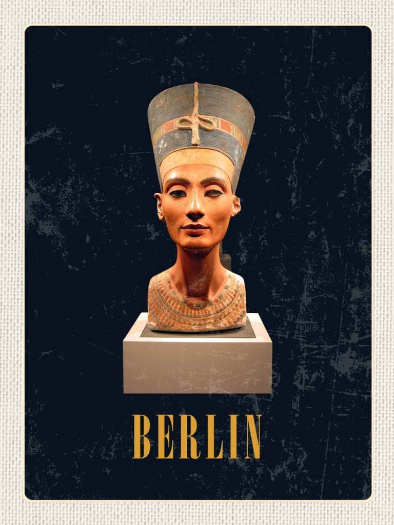 Holzschild 40x30 cm Berlin DE Museum Nefertiti Bust Bildmotiv Reisemotiv Abenteuer Reisen