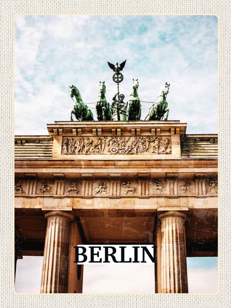 Holzschild 40x30 cm Berlin Deutschland Brandenburger Tor Bildmotiv Reisemotiv Abenteuer Reisen