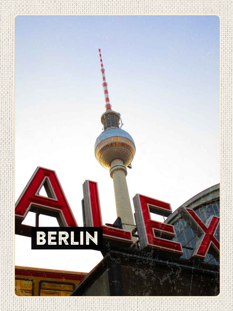 Holzschild 40x30 cm Berlin Deutschland Alexanderplatz Bildmotiv Reisemotiv Abenteuer Reisen