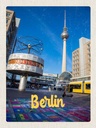 Holzschild 40x30 cm Berlin Deutschland Uhr Alexanderplatz Bildmotiv Reisemotiv Abenteuer Reisen
