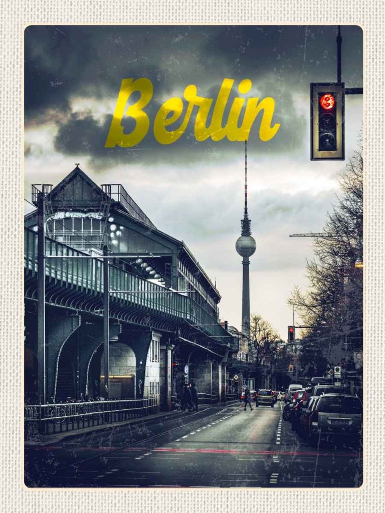 Holzschild 40x30 cm Berlin Deutschland Mittelalter Gemälde Bildmotiv Reisemotiv Abenteuer Reisen