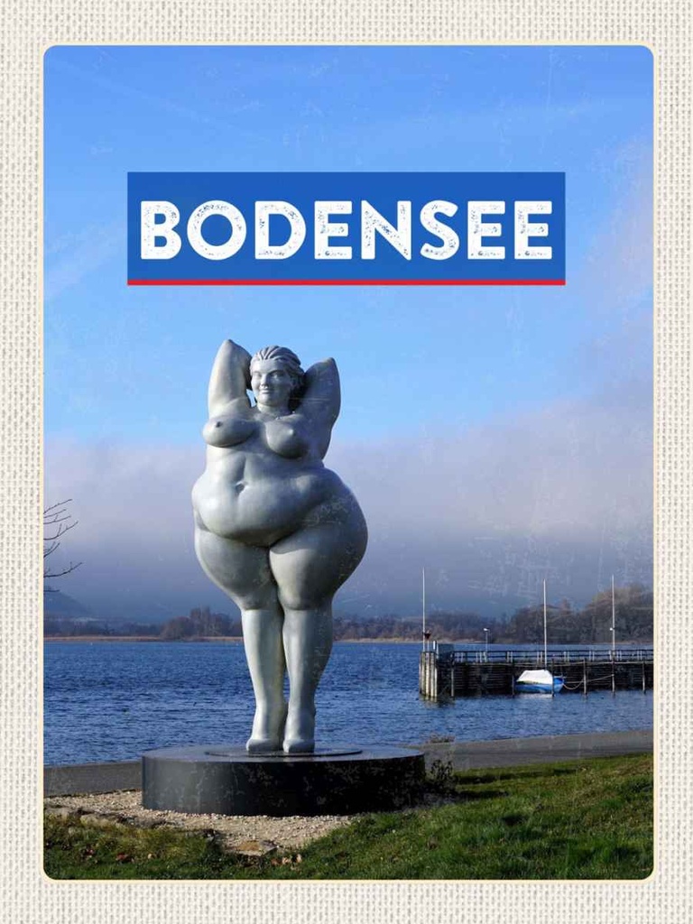 Holzschild 40x30 cm Bodensee Deutschland Skulptur Ufer Bildmotiv Reisemotiv Abenteuer Reisen