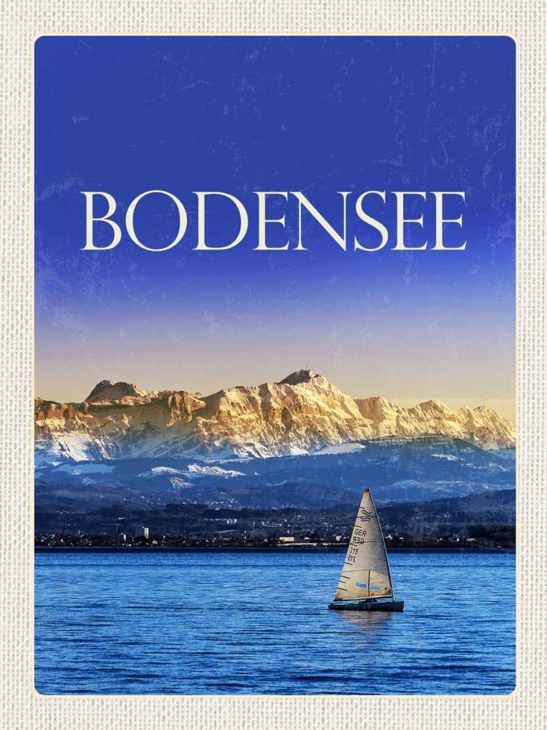 Holzschild 40x30 cm Bodensee Deutschland Bot See Bildmotiv Reisemotiv