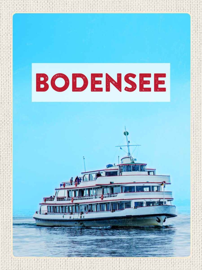 Holzschild 40x30 cm Bodensee Deutschland Schiff auf See Bildmotiv Reisemotiv Abenteuer Reisen