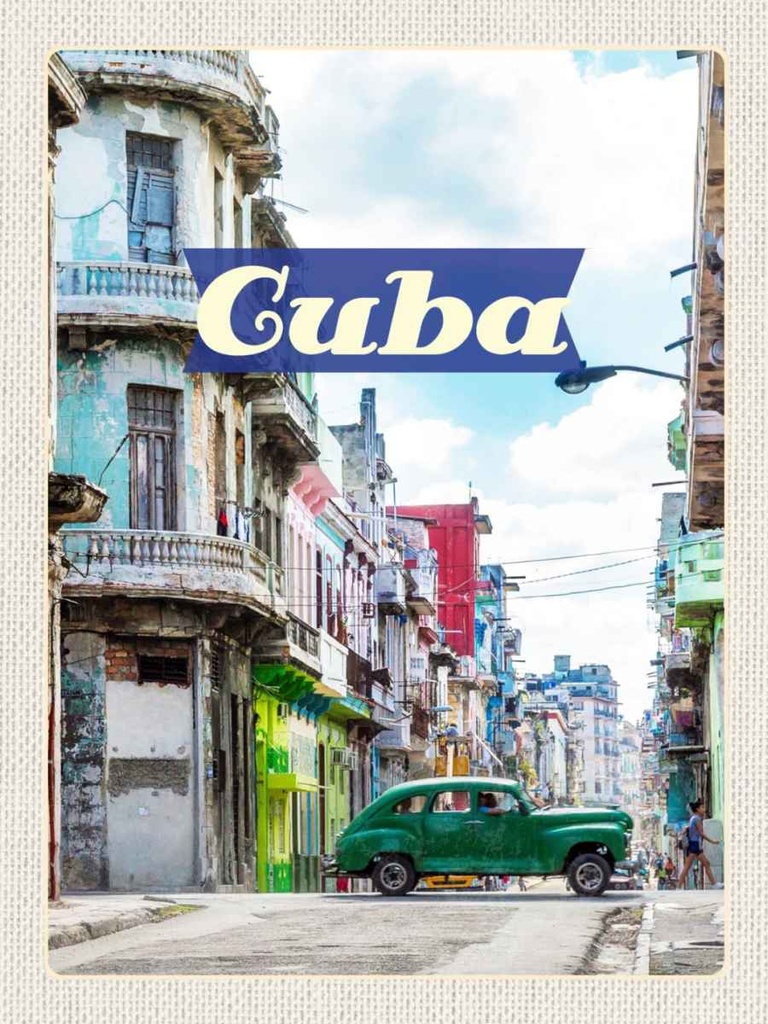 Holzschild 40x30 cm Cuba Karibik Gemälde Bildmotiv Reisemotiv Amerika USA