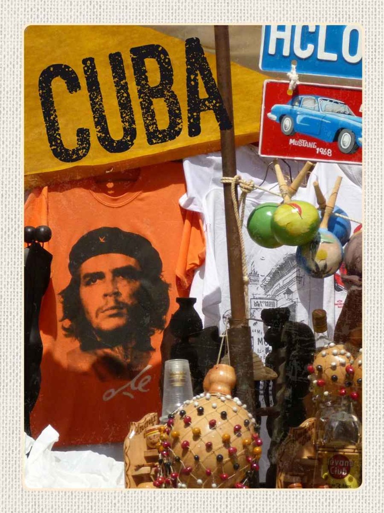 Holzschild 40x30 cm Cuba Karibik Che Guevara Havanna Club Bildmotiv Reisemotiv Abenteuer Reisen