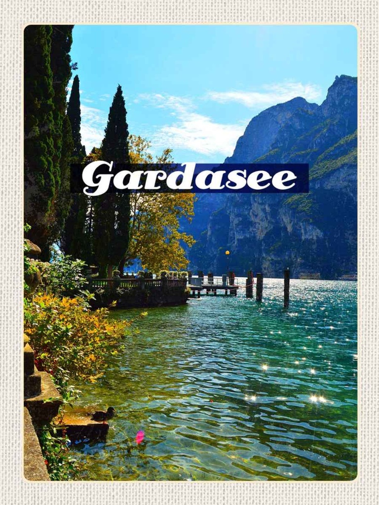 Holzschild 40x30 cm Gardasee Italien Natur Sonne Bildmotiv Reisemotiv Europa