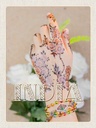 Holzschild 40x30 cm Indien Henna Hand Tradition Blume Bildmotiv Reisemotiv Abenteuer Reisen