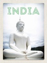 Holzschild 40x30 cm Indien weiße Skulptur meditieren Gott Bildmotiv Reisemotiv Abenteuer Reisen