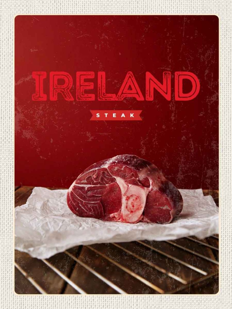 Holzschild 40x30 cm Irland bestes rotes Steak im Ofen Essen Trinken