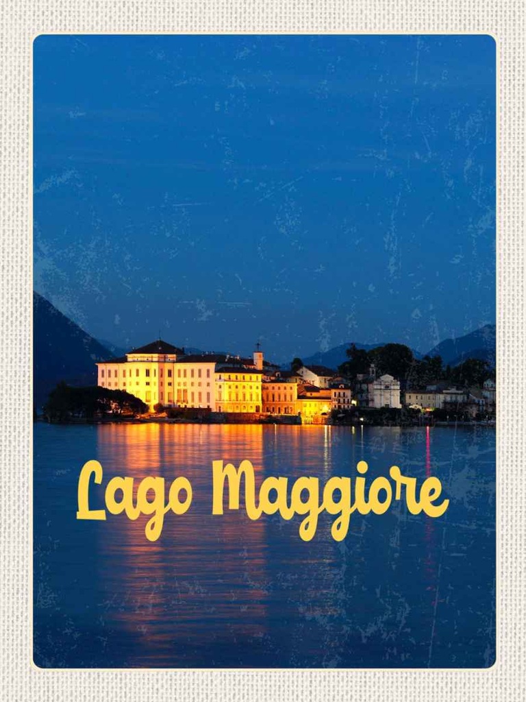 Holzschild 40x30 cm Lago Maggiore Insel bei Nachr Meer Bildmotiv Reisemotiv Europa