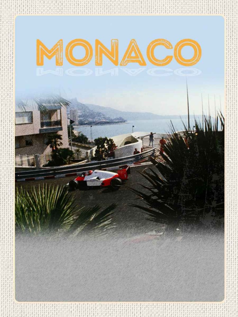 Holzschild 40x30 cm Monaco Frankreich Autorennen Strand Bildmotiv Reisemotiv Europa