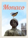 Holzschild 40x30 cm Monaco Frankreich Europa Skulptur Vogel Bildmotiv Reisemotiv Tier Haustier