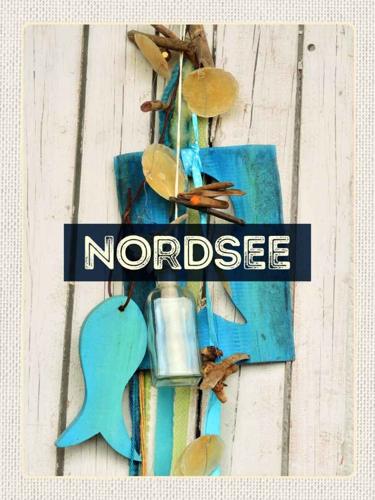 Holzschild 40x30 cm Nordsee Anhänger Fisch Bildmotiv Reisemotiv Europa