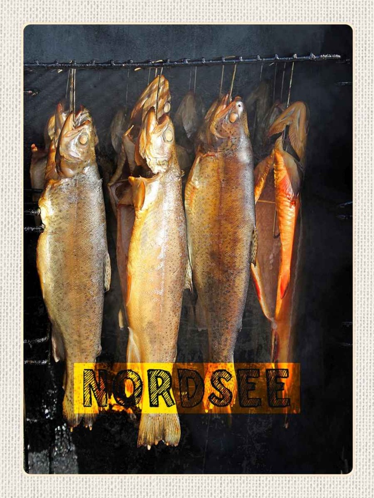 Holzschild 40x30 cm Nordsee Fisch Essen Delikatese Speisen Bildmotiv Reisemotiv Europa