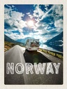 Holzschild 40x30 cm Norwegen Campinreise Fahrrad Meer Bildmotiv Reisemotiv Europa