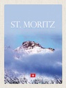 Holzschild 40x30 cm St. Moritz Aussicht auf Berg Spitze Bildmotiv Reisemotiv Europa