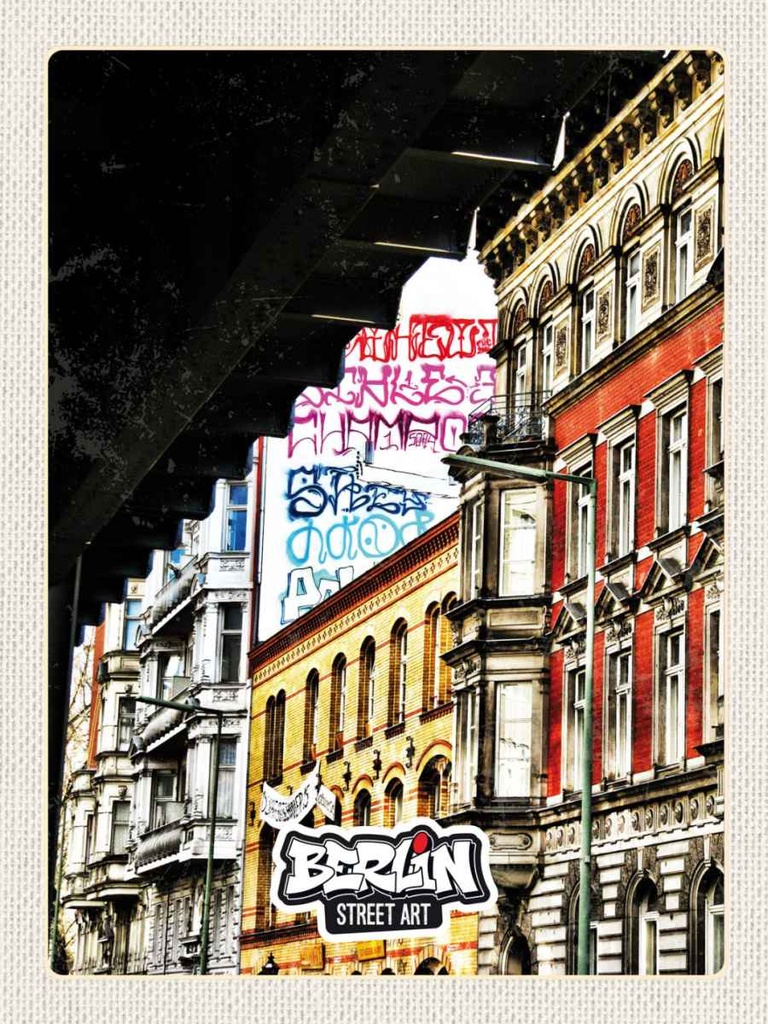 Holzschild 40x30 cm Berlin Deutschland Graffiti Stret Art Bildmotiv Reisemotiv Abenteuer Reisen
