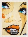 Holzschild 40x30 cm Berlin Street art weinenende Frau Bildmotiv Reisemotiv Abenteuer Reisen