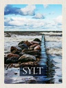 Holzschild 40x30 cm Sylt Insel Strand Meer Ebbe und Flut Bildmotiv Reisemotiv Deutschland