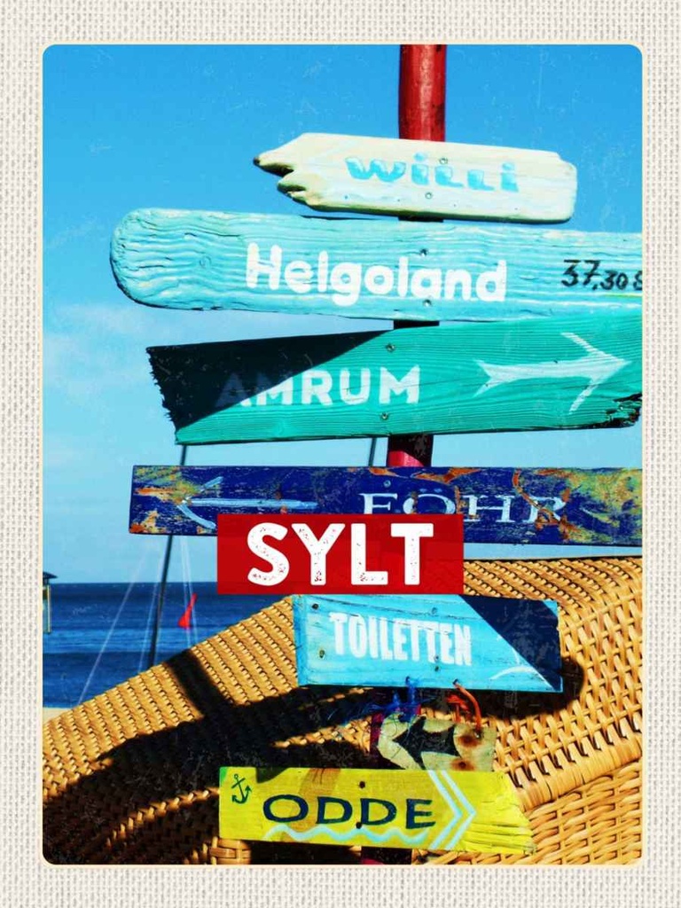 Holzschild 40x30 cm Sylt Insel Deutschland Helgoland Bildmotiv Reisemotiv