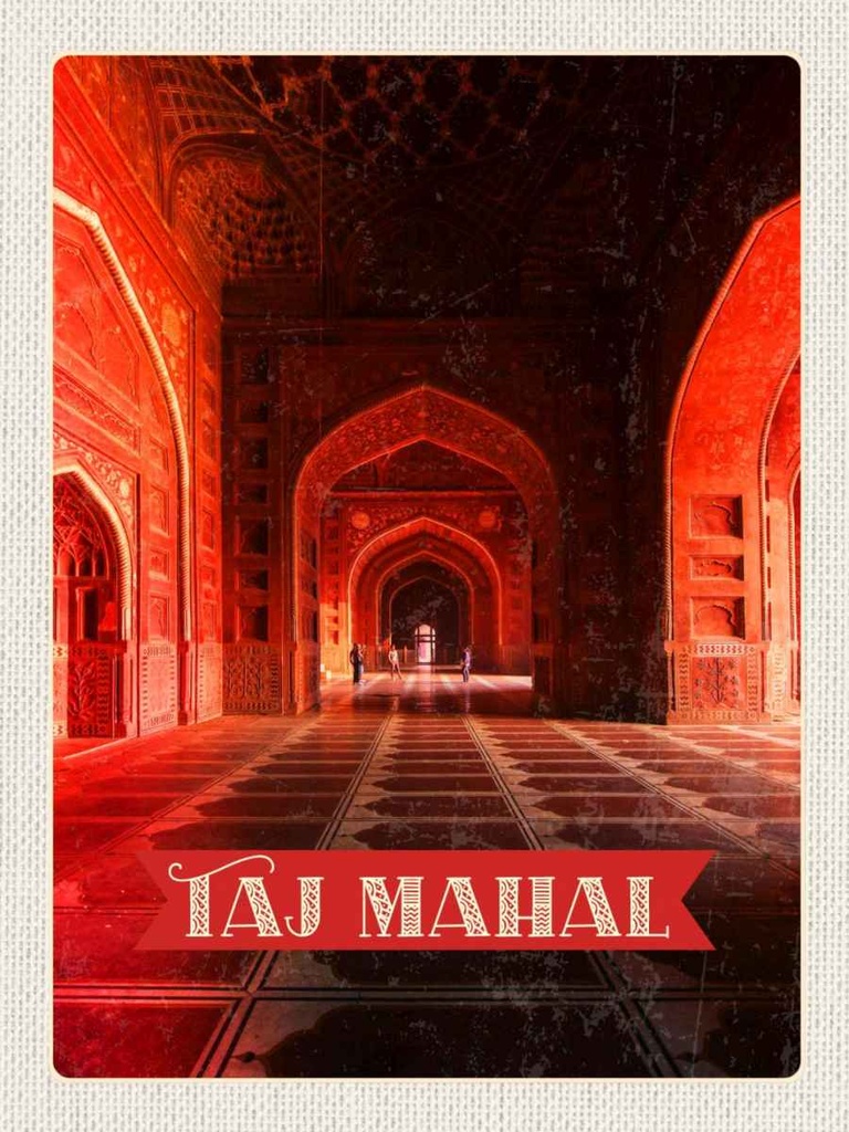 Holzschild 40x30 cm Indien Taj Mahal innen Flur Bildmotiv Reisemotiv Tier Haustier
