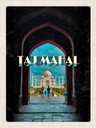Holzschild 40x30 cm Indien Taj Mahal Menschen Muslime Bildmotiv Reisemotiv Abenteuer Reisen
