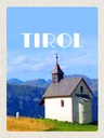 Holzschild 40x30 cm Tirol Kirche auf den Berg Natur Wald Bildmotiv Reisemotiv Europa