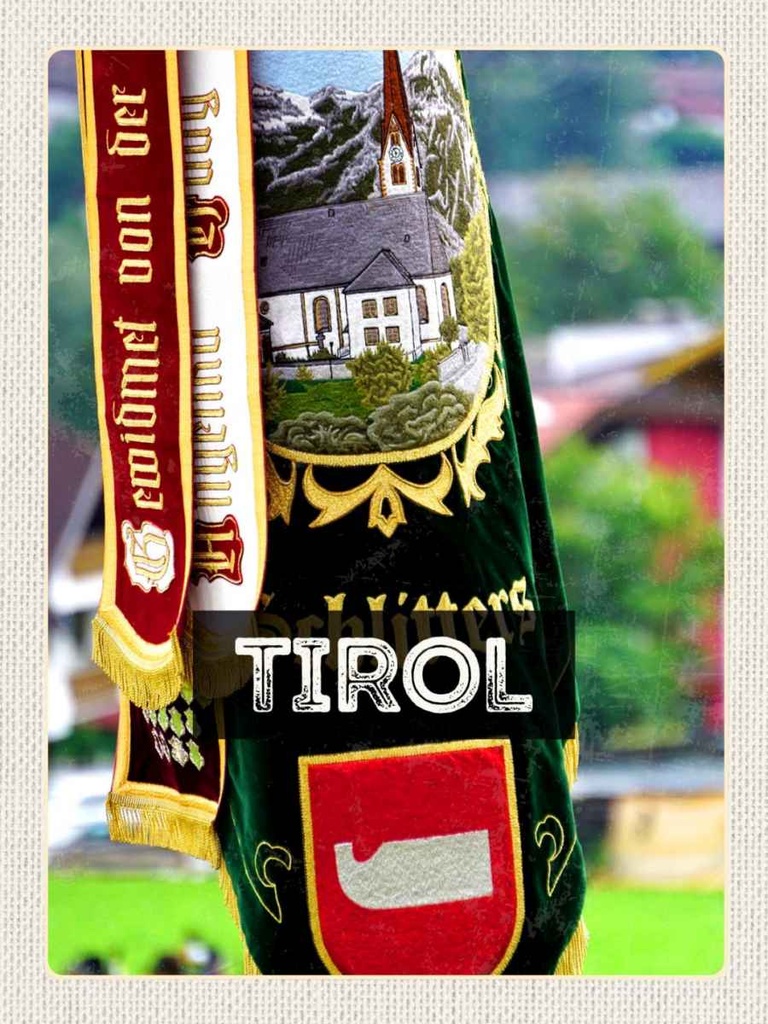 Holzschild 40x30 cm Tirol Symbole grün Natür Tradition Bildmotiv Reisemotiv Europa