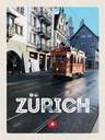 Holzschild 40x30 cm Zürich Schweiz Jelmoli Straßenbahn Bildmotiv Reisemotiv Abenteuer Reisen