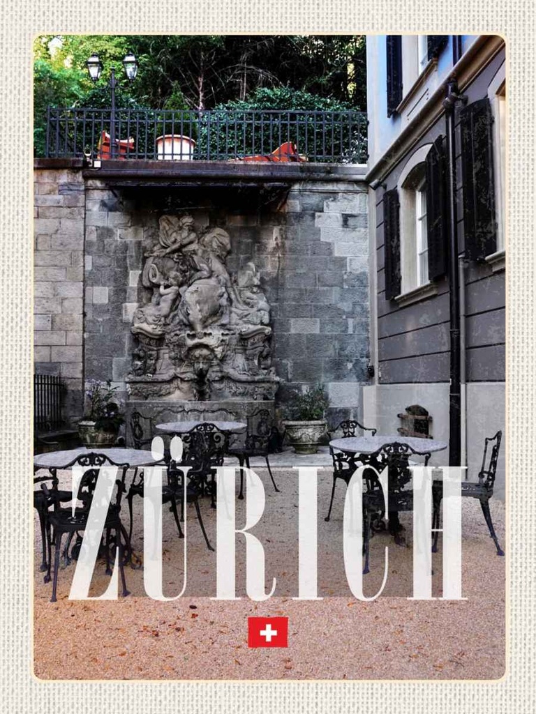 Holzschild 40x30 cm Zürich Schweiz Skulptur Architektur Bildmotiv Reisemotiv Abenteuer Reisen