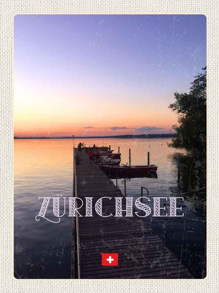 Holzschild 40x30 cm Zürich Schweiz Zürichsee Natur Bildmotiv Reisemotiv Straße Stadt
