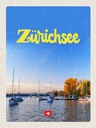 Holzschild 40x30 cm Zürich See Natur Boote Bootstrip Bildmotiv Reisemotiv Abenteuer Reisen