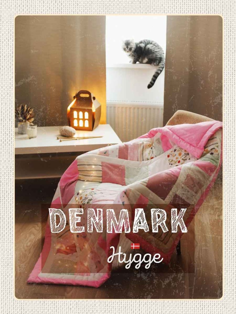 Holzschild 40x30 cm Dänemark Decke Wohnzimmertisch Katze Bildmotiv Reisemotiv Europa