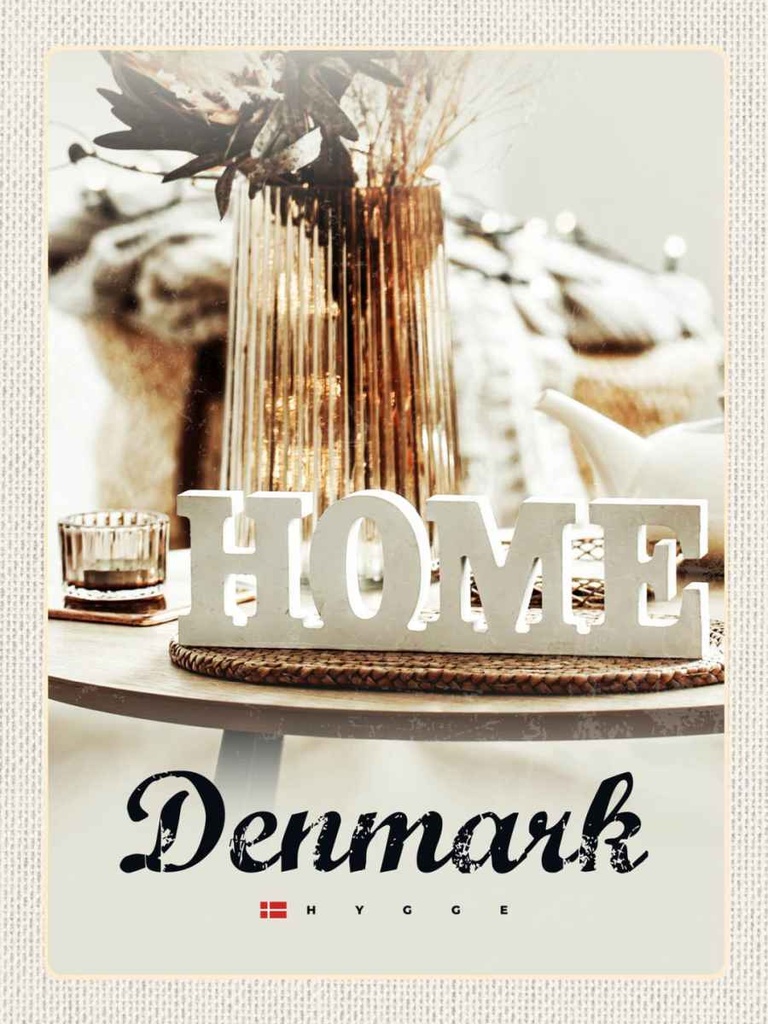 Holzschild 40x30 cm Dänemark Wohnungration weiß Home Bildmotiv Reisemotiv Europa