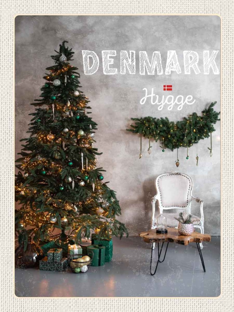 Holzschild 40x30 cm Dänemark Weihnachten Weihnachtsbaum Bildmotiv Reisemotiv Europa