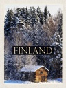 Holzschild 40x30 cm Finnland Haus Schnee Wald Winterzeit Bildmotiv Reisemotiv Europa