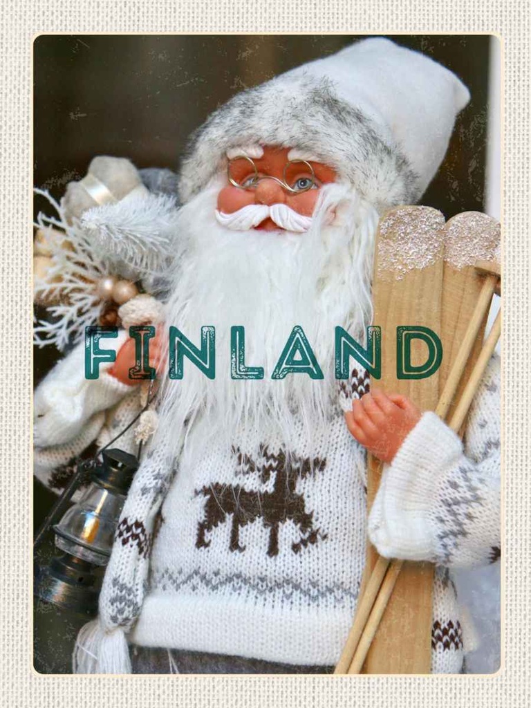 Holzschild 40x30 cm Finnland Weihnachten Weihnachtsmann Bildmotiv Reisemotiv Europa