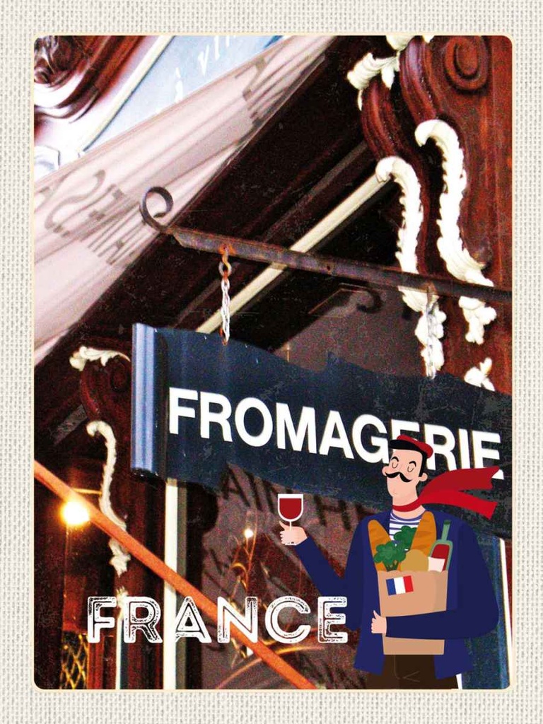 Holzschild 40x30 cm Frankreich Restaurant Fromafrie Bildmotiv Reisemotiv Europa