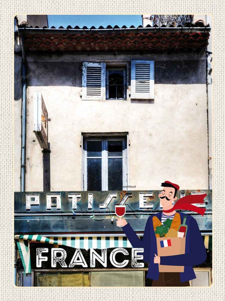 Holzschild 40x30 cm Frankreich Architektur Restaurant Deutschland